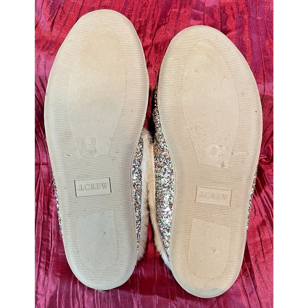 Womens J.Crew Glitter Faux-Shearling House Slippers Moccasins sz 8 - Picture 8 of 8